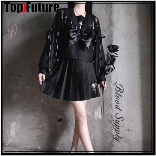 Gothic Lolita cosplay costume Japanese sailor suitKey of the moon Gothic dark metal accessories JK uniform sailors suit spring
