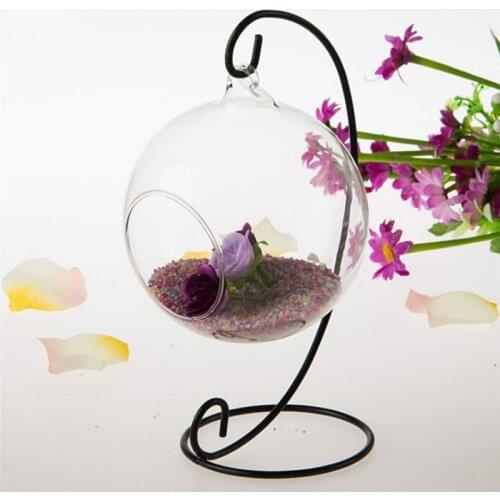 Creative Candlestick Stand Home Decoration Iron Metal Lantern Stand Hanging Candlestick Glass Globe Candle Ornament Holder