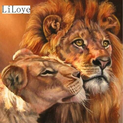 LI LOYE DIY Diamond embroidery lion diamond painting full square picture rhinestones mosaic pattern Modular picture Decor FZ85