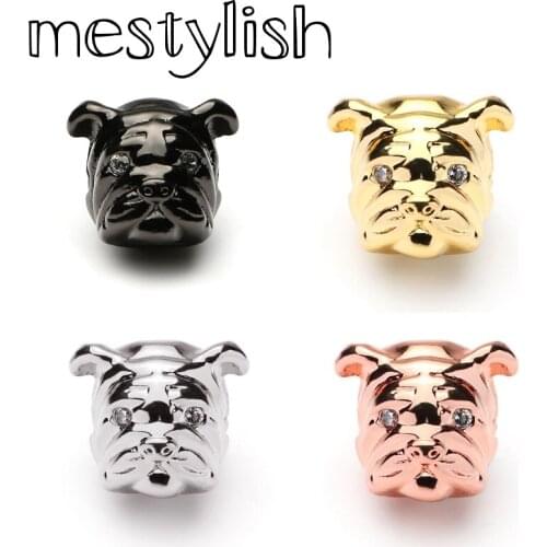 Mestylish New Design Micro Inlay Zircon Bulldog Head Skull Charms Beads Fit DIY Bracelet Necklace Pulseira Accessories