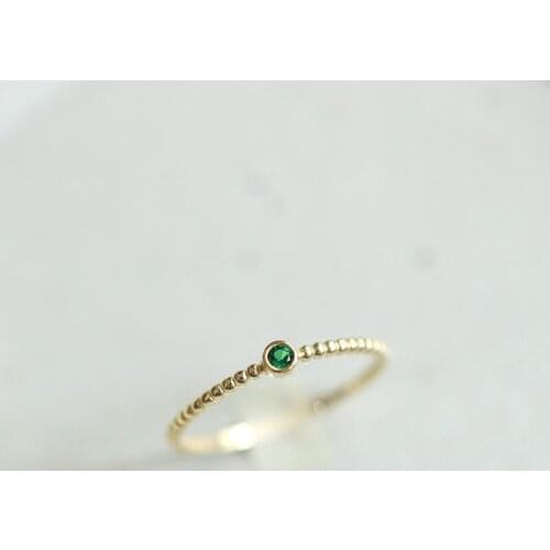 Minimalist Female Small Green Round Ring 100% Real 925 Sterling Silver Gold Wedding Rings For Women Promise Love Engagement Ring