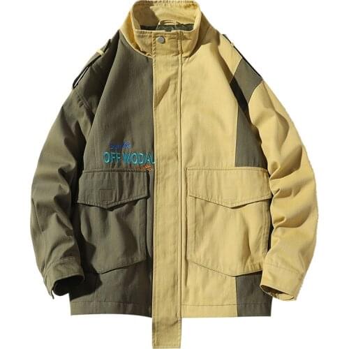 Men Hip Hop Jackets Male Fashion Casual Color Matching Stand Collar Jacket Trend Style Big Pocket Mens Clothing 2020 Autumn New