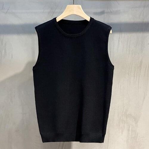 Men 2021 Spring Autumn New Slim Sleeveless Sweater Vest Male Solid Color Knitted Tanks Men O-neck Slim Warm Waistcoat W699