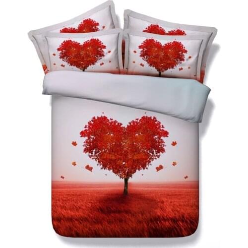 Love Bedding set 3D Red Heart quilt doona duvet cover bed in a bag sheets spread bedspread Super King Queen size full twin 4pcs