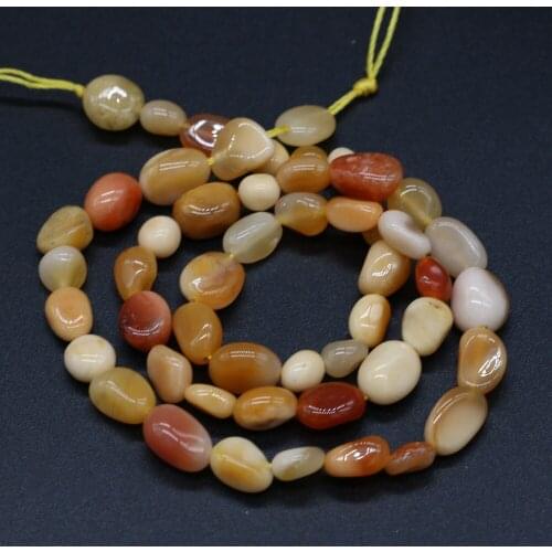 Irregular Golden Silk Jade Beads 6-8mm Natural Stone Chalcedony Loose Beads for Women Jewelry Making DIY Necklace Bracelet 14