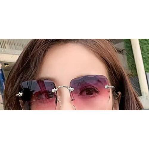 2021 New Fashion Brown Sunglasses For Women Famous Brand Retro Designer Shades Female Rimless Square Sun Glasses Gafas Sol
