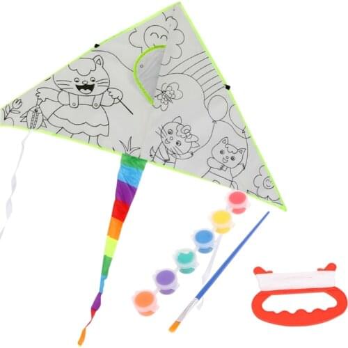 New DIY Painting Kite With Pigment Kite For Kids Children Flying Outdoor Toy M89C