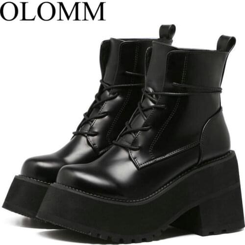 OLOMM 2019 Korean womens new autumn and winter high-heeled Martin boots platform thick-soled high-heeled boots women AB-71