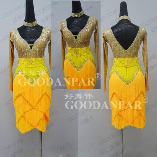 Latin dance dress women GOODANPAR latin dance costume for girls latin dance competition dresses Orange dress latin dancing dress