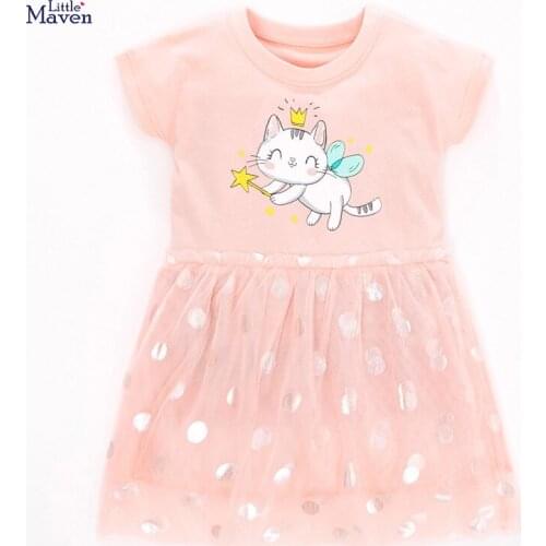 Frocks for Girls 2021 Summer Baby Girl Pink Vestiods Children Clothes Cotton Animal Print Tulle Dresses for Kids 2-7 Years QW249