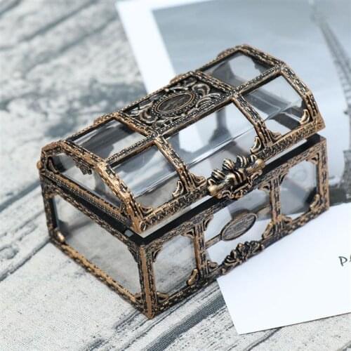 Transparent Jewelry Storage Box Drawing Texture Pirate Treasure Box Crystal Gem Organizer Trinket Keepsake Treasure Chest