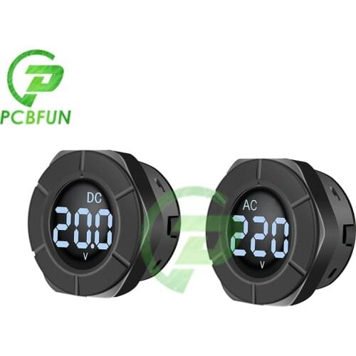 PZEM-019V DC/AC Round Voltage Tester LCD Digital Display 0-300V/30-500V Car Motorcycle Voltmeter Volt Panel Meter PZEM-024V