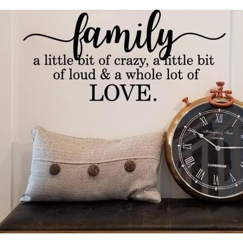 Family A Little Bit Crazy Loud Love Quote Wall Sticker Bedroom Living Room Crazy Family Love Quote Wall Decal Kitchen Vinyl