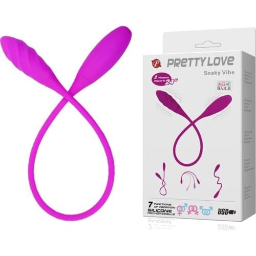 Pretty Love 7 Speed Silicone Snaky Co-vibe USB Rechargeable, double bendale bullet vibration adult sex product for couple toys
