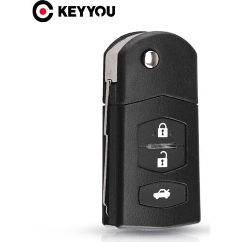 KEYYOU 3 Button For Mazda 3 5 6 M6 RX8 MX5 Flip Folding Remote Car Key Shell Replacement Cover Case Fob with Battery Holder
