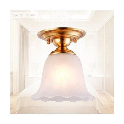 Nordic modern floral design glass Ceiling lights Retro copper plate indoor E27 LED lamp for porch&pavilion&stairs&bar BRSXDD008