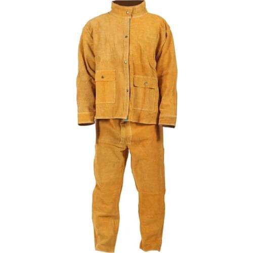 Welding Suit Splash-proof Heat-resistant Clothing for Male car workshop welding suit mechanical working overalls yellow