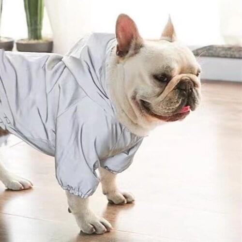 Pet French Bulldog Windbreaker Dog Reflective Outdoor Jacket Waterproof Raincoat Clothes Puppy Coat for Small Medium Dogs HNC01
