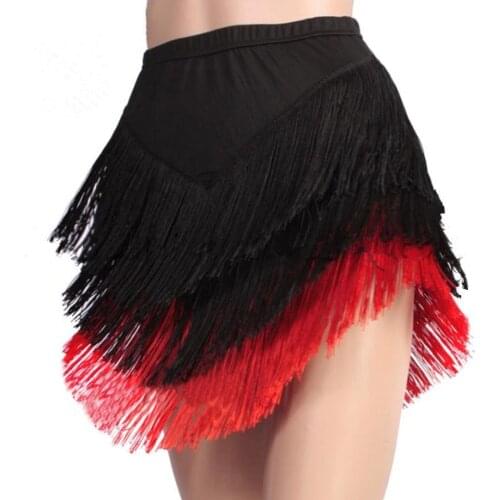 Latin Dance Skirt Sexy Women Chacha Samba Tango Layers Tassels Fringes Skirts Mini Faldas Mujer Costume