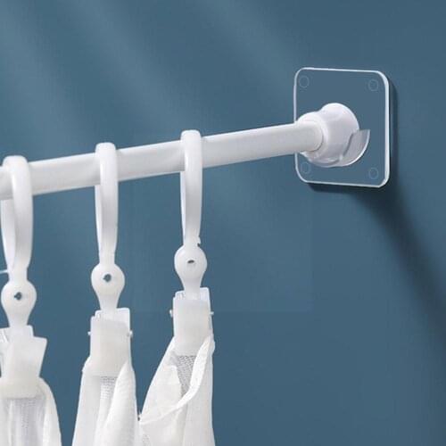 DIY No Drilling Home Bathroom Window Treatment Curtain Universal Adhesive On Holder Rod Wall Stick Mounted Bracket Wardrobe V4M2