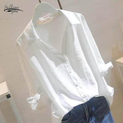 Solid Plus Size Women Tops Koren Office Lady Shirt White Clothes Blusas Mujer De Moda 2020 Oversized Shirt 9449 50