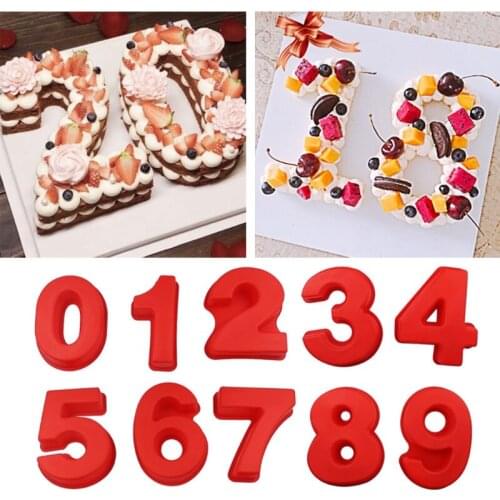10 Pcs/Set 0-9 Large Digital Numbers Epoxy Resin Mold Cake Baking Decorating Silicone Mould DIY Crafts Jewelry Ornaments Castin