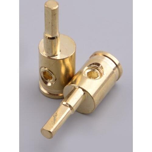 1 Pair Audio 1/0 Gauge to 4 Gauge Amp Input Reducers Power Ground Wire Reducer Connection Brass with Gold Plated Car