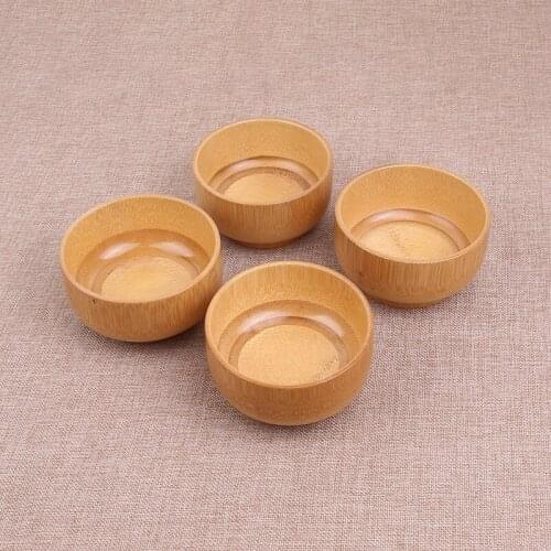 4pcs/lot Natural Bamboo Bowls Kids Tableware Salad Ramen Rice Dishes For Healthy Foods
