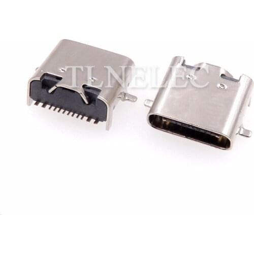 5pcs Type-c Micro USB-3.1 16 Pins Female Connector Socket Surface Mounted Devices HD Transmission Interface Receptacle Plug
