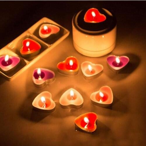 50Pcs/box Love Heart Shaped Tealight Candles Smokeless Small Candle for Valentines Day Confession Proposal KTV Decoration