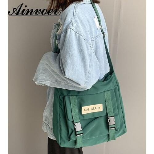Ainvoev Fashionable Nylon Japanese Style Simple Crossbody Bag Korean Postman Bag Waterproof Canvas School Bag