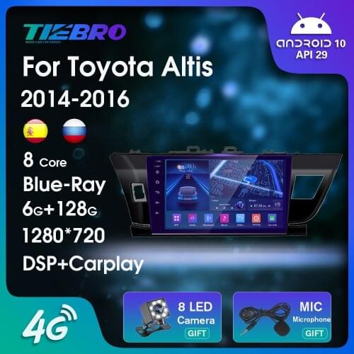 Blu-ray IPS Screen Car Radio For Toyota Corolla Altis 2014-2016 Android10.0 GPS Navigation Auto Radio Car Video Bluetooth Player
