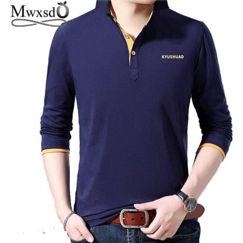 Mwxsd brand Casual mens long sleeve cotton polo men Autumn soft solid poloshirt men high quality polos tee camisa masculina polo