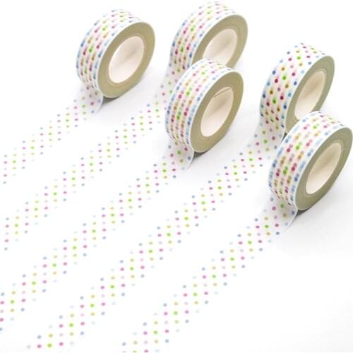 1 PCS Colored Dots Washi Tape Pattern Masking Tape Decorative Scrapbooking DIY Office Adhesive Tape 15mm*10m