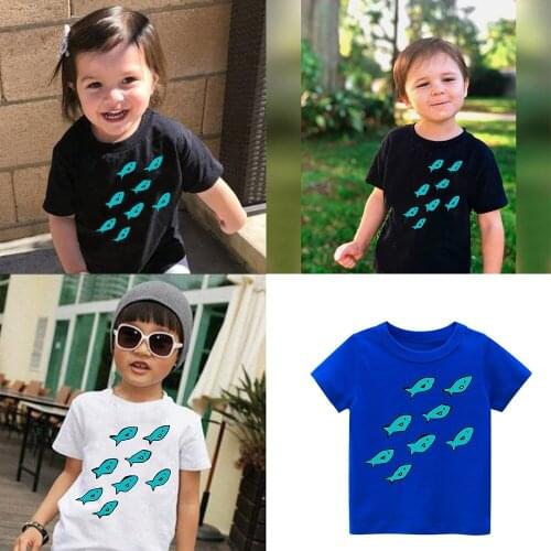 Cartoon Fish Baby Boys Tops Tees T Shirt for Summer Children Kids Boys Girls short sleeve Topwear Clothes 1-12year
