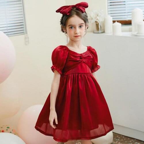 Children Dresses Summer Girls Fashion Puff Sleeve Chiffon Princess Dress Kids Wedding Party Ball Gowns Clothing 2-12 Years