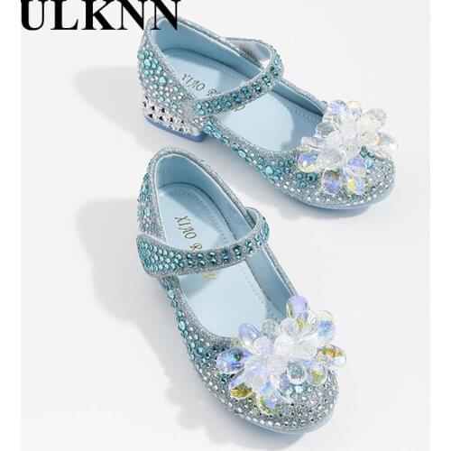 Girls Show Shoes Kids High Heels Childrens Soft Bottom Rhinestone Princess Shoes Girl Single Fall 2021 New Childrens Slipper