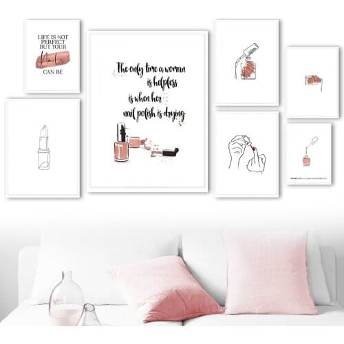 Girl Nail Polish Line Quote Scandinavian Wall Art Canvas Painting Nordic Posters And Prints Wall Pictures For Living Room Decor