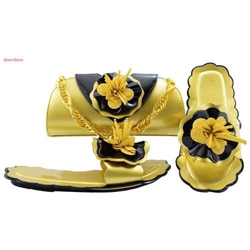 Doershow New Arrival Ladies Italian Shoes and Bag Set Decorated with Rhinestone Italian Shoes with Matching Bag for lady! SVP1-3