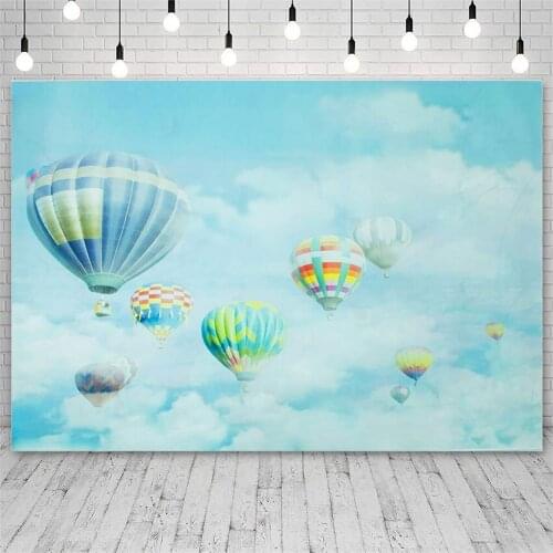 Avezano Backdrop Birthday Sky Clouds Hot Air Balloon Children Photography Backgrounds For Photo Studio Photozone Photocall Props