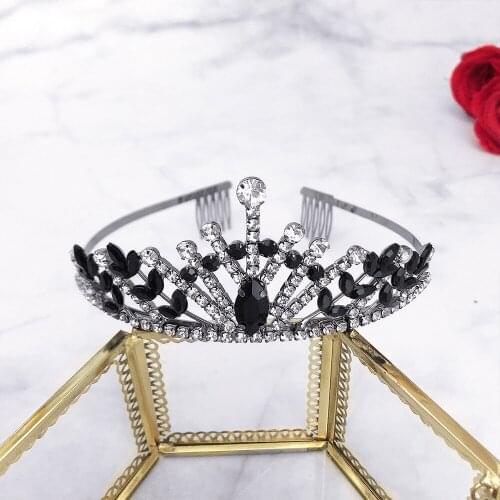 Hot Selling Crystal Childrens Crown Vintage Black Small Bridal Crown Tiara