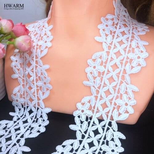 HWARM 10yard 6.2cm New leaf african lace fabric DIY white arts craft sewing wedding trim fabric water soluble hollow out laces