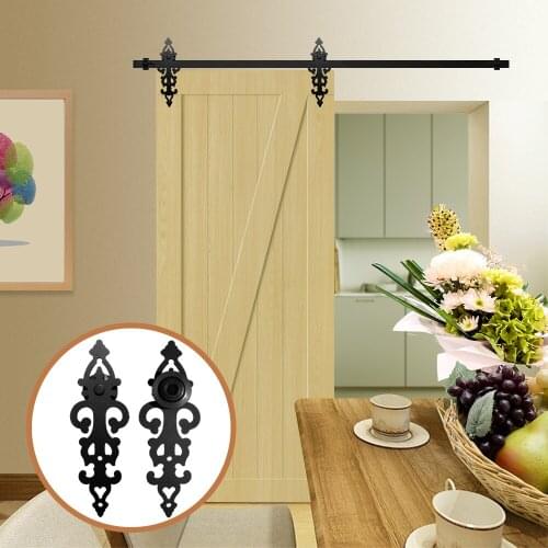 JACHOR 4-16FT Sliding Wood Barn Door Hanging Rails Vintage Style Hanger Tracks Barn Door Pulley Set for Single Door