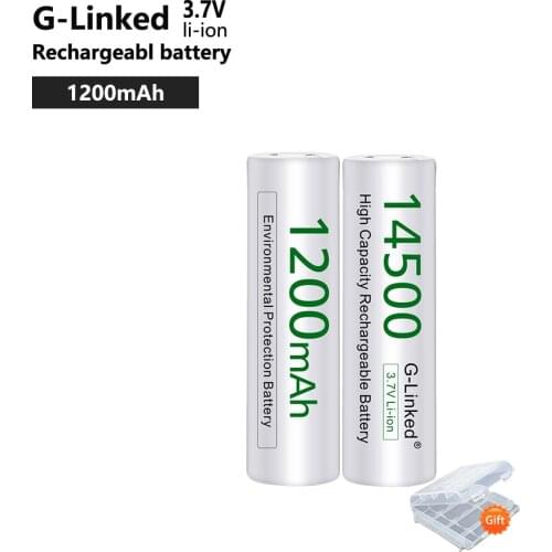 2PCS-16PCS AA 14500 Rechargeable Battery 3.7V 14500 AA 1200mAh Rechargeable Battery with Battery Case Gift