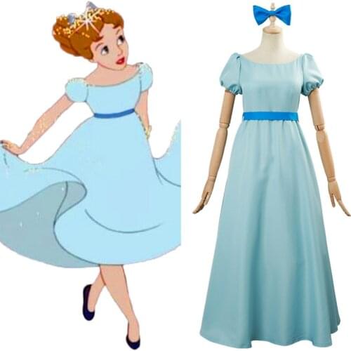 Peter Pan Costume Wendy Costume Cosplay Blue Princess Dress Women Girls Outfit Halloween Cosplay Costume Custom Made