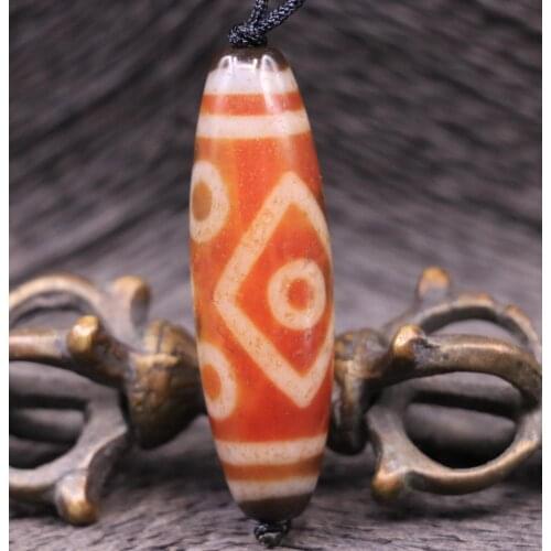LKbrother Talisman Magic Power Tibetan Old Red Agate 6 Eye Diamond eye 4 line dZi Bead Amulet LZK