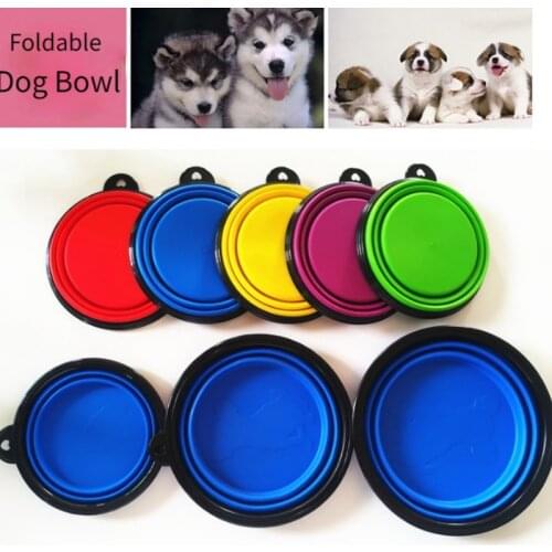 Dog Bowl Foldable Eco Firendly Silicone Pet Cat Dog Food Water Feeder Travel Portable Feeding Bowls Puppy Doggy Food Container