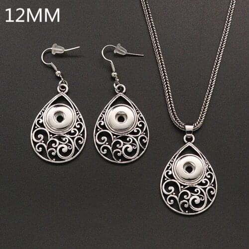 Fashion Vintage Drop Hollow pattern snap necklace 45cm fit 12MM snap buttons jewelry wholesale DJ0099