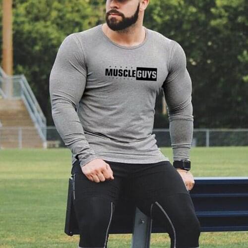 Muscleguys Brand Clothing 2021 Autumn Mens Long Sleeve T Shirt O Neck Slim Fit T-Shirt Male Streetwear Hip Hop Fashion Tee Shirt