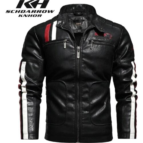 Mens Leather Jackets Mens Autumn Winter Motorcycle Leather Jacket Coat Embroidery Warm PU Leather Locomotive Coats Male Clothes